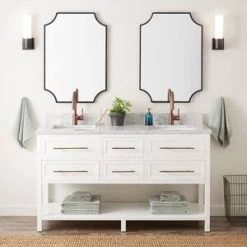 Best Pirce 👏 Signature Hardware Robertson 60 in. Floor Mount Vanity in White 😀 -Signature Hardware Shop Query 5755