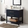 Buy 😍 Signature Hardware Robertson 36 in. Floor Mount Vanity in Midnight Navy Blue, Feathered White with White 🌟 -Signature Hardware Shop Query 5790