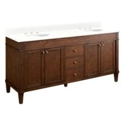 Deals 🌟 Signature Hardware Trossman 72 in. Floor Mount Vanity in Antique Coffee 🎉