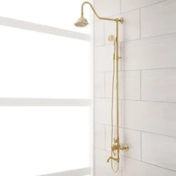 Best Sale π Signature Hardware Dolwick Two Handle Single Function Bathtub & Shower Faucet in Polished Brass β€οΈ