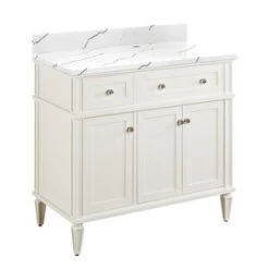 Deals 😉 Signature Hardware Elmdale 36-1/8 in. Floor Mount Vanity in White ⭐