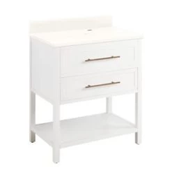 Coupon 🔥 Signature Hardware Robertson 30 in. Floor Mount Vanity in White 😍