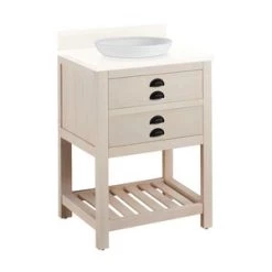 Best Pirce 😀 Signature Hardware Ansel 24 in. Floor Mount Vanity in Whitewash Pine ⭐