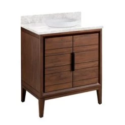 Flash Sale π― Signature Hardware Aliso 30 in. Floor Mount Vanity in Java, Carrara with White β