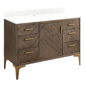 Brand new β Signature Hardware Frey 48 in. Floor Mount Vanity in Grey Wash π 3 Brand new β Signature Hardware Frey 48 in. Floor Mount Vanity in Grey Wash π