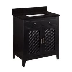 Flash Sale β Signature Hardware Thorton 30 in. Floor Mount Vanity in Black π