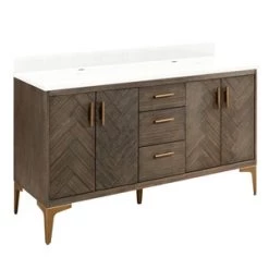 Discount π Signature Hardware Frey 60 in. Floor Mount Vanity in Grey Wash π