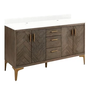 Discount π Signature Hardware Frey 60 in. Floor Mount Vanity in Grey Wash π 3 Discount π Signature Hardware Frey 60 in. Floor Mount Vanity in Grey Wash π