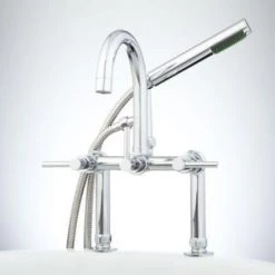 Wholesale 😀 Signature Hardware Sebastian Three Handle Roman Tub Faucet in Chrome 🌟