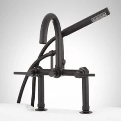 Cheapest 😀 Signature Hardware Sebastian Three Handle Roman Tub Faucet in Matte Black ❤️