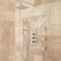Best Sale 🛒 Signature Hardware Ryle Three Handle Single Function Shower System in Brushed Nickel ❤️