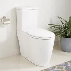 New 💯 Signature Hardware Grayvik 1.28 gpf Elongated Two Piece Toilet in White 😉 -Signature Hardware Shop Query 666