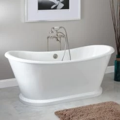 Wholesale 🔔 Signature Hardware Durham 66-1/4 x 28-1/2 in. Freestanding Bathtub Center Drain in White 🌟