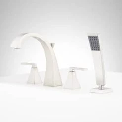 Coupon 🧨 Signature Hardware Vilamonte Two Handle Roman Tub Faucet in Brushed Nickel (Trim Only) ✔️ -Signature Hardware Shop Query 767