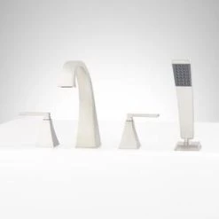 Coupon 🧨 Signature Hardware Vilamonte Two Handle Roman Tub Faucet in Brushed Nickel (Trim Only) ✔️ -Signature Hardware Shop Query 768
