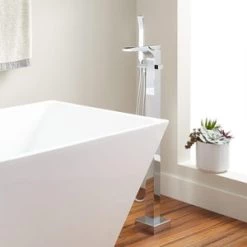 Promo π₯° Signature Hardware Willis Single Handle Lever Floor Mount Filler in Polished Chrome β