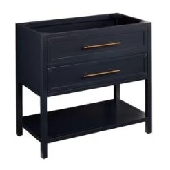 Best Sale 👏 Signature Hardware Robertson 36 in. Floor Mount Vanity in Midnight Navy Blue 🔔