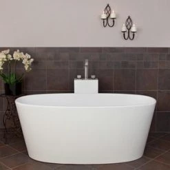Top 10 😀 Signature Hardware Lucina 61-5/8 x 26-7/8 in. Freestanding Bathtub Center Drain in Matte White 🌟