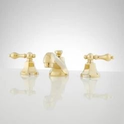 Wholesale 👏 Signature Hardware New York Two Handle Widespread Bathroom Sink Faucet in Polished Brass 🤩