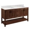 Outlet ⌛ Signature Hardware Morris 60 in. Floor Mount Vanity in Rustic Brown with Carrara 🧨 -Signature Hardware Shop Query 907