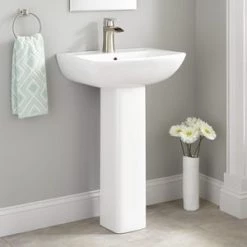 Budget 🤩 Signature Hardware Kerr Pedestal Bathroom Sink in White ⭐