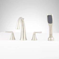 Brand new 👏 Signature Hardware Provincetown Two Handle Roman Tub Faucet in Brushed Nickel (Trim Only) 😀