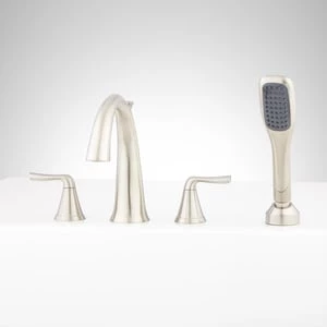 Brand new π Signature Hardware Provincetown Two Handle Roman Tub Faucet in Brushed Nickel (Trim Only) π 3 Brand new π Signature Hardware Provincetown Two Handle Roman Tub Faucet in Brushed Nickel (Trim Only) π