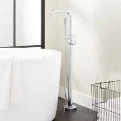 Discount 😍 Signature Hardware Edenton One Handle Lever Floor Mount Filler in Chrome (Trim Only) 🎉