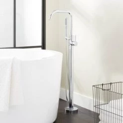 Discount 😍 Signature Hardware Edenton One Handle Lever Floor Mount Filler in Chrome (Trim Only) 🎉 -Signature Hardware Shop Query 968